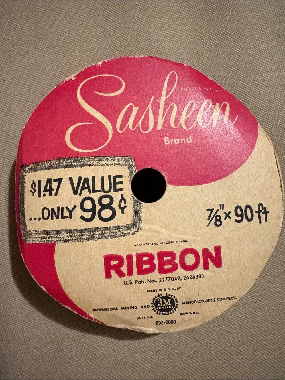 Metallic Tinsel Cord Spool and an Assortment of Ribbons. No Full Spools.